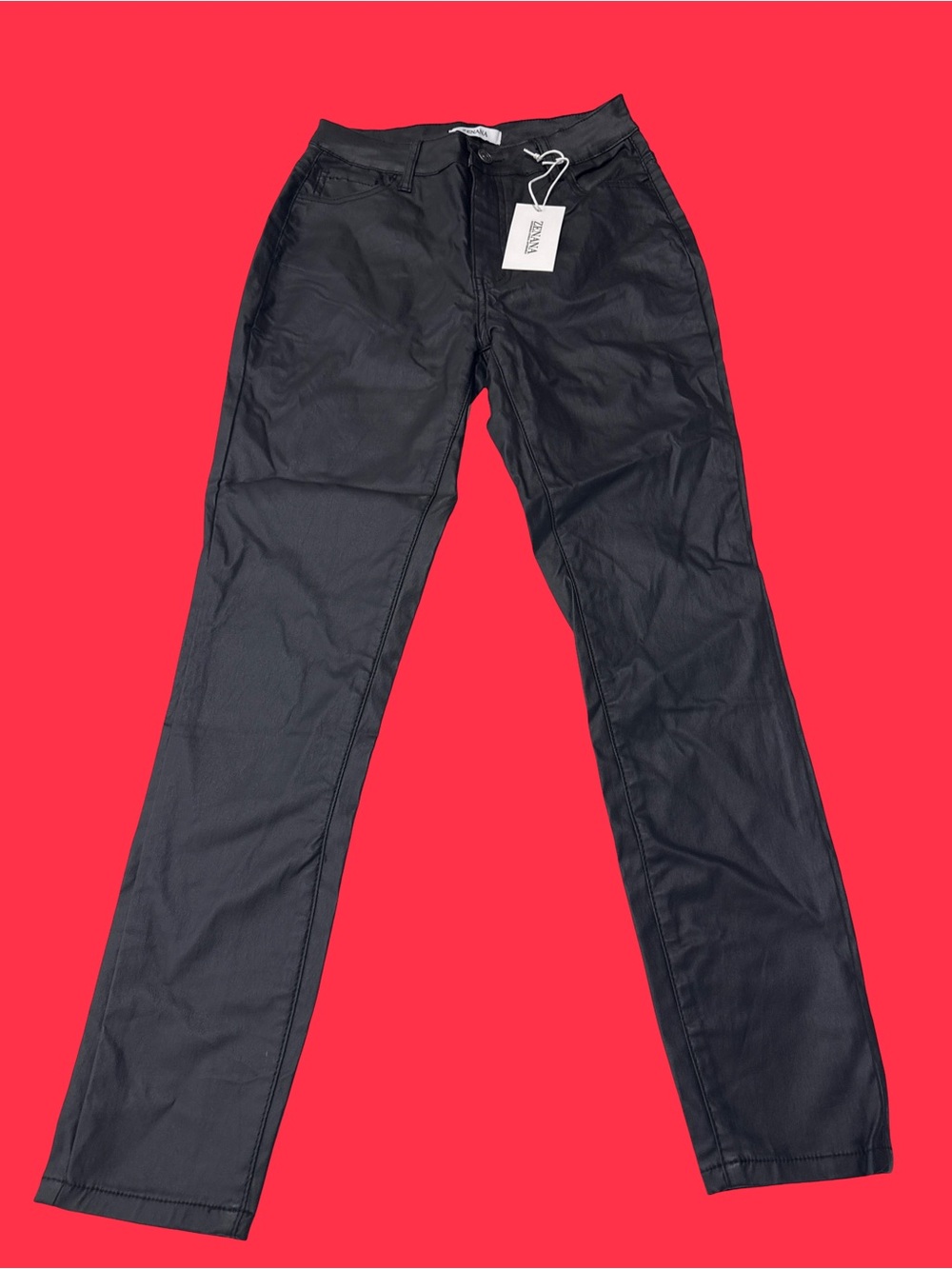 Zenana Outfitters Shimmer Black Straight Leg Pants for Women